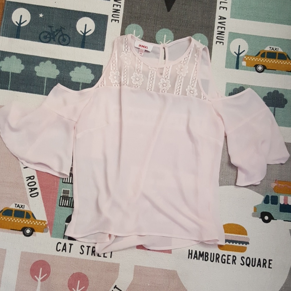 DONATED Pale Pink Open Shoulder Top